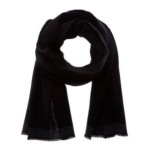 Vince Border Stripe Cashmere Scarf, Black